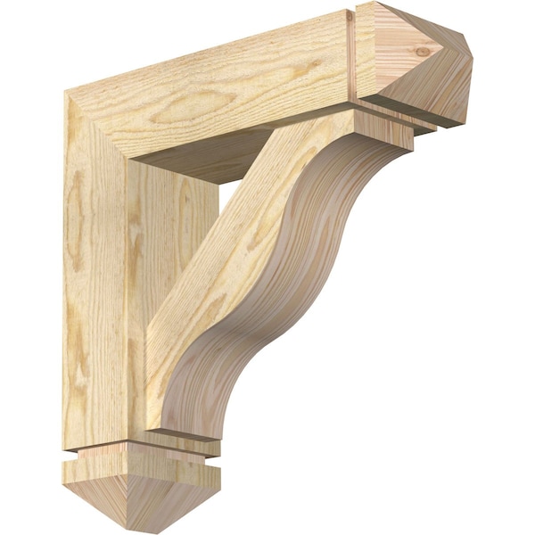 Ekena Millwork Funston Arts and Crafts Rough Sawn Bracket w/ Offset Brace, Douglas Fir, 6"W x 20"D x 20"H BKT0604X20X20FST03RDF - main